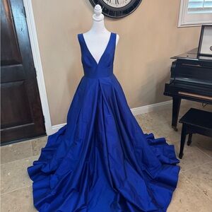 Tarik Ediz Royal Blue Prom Dress